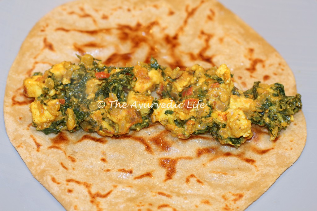 Paneer-Kale Frankie – Filling on Paratha – The Ayurvedic Life